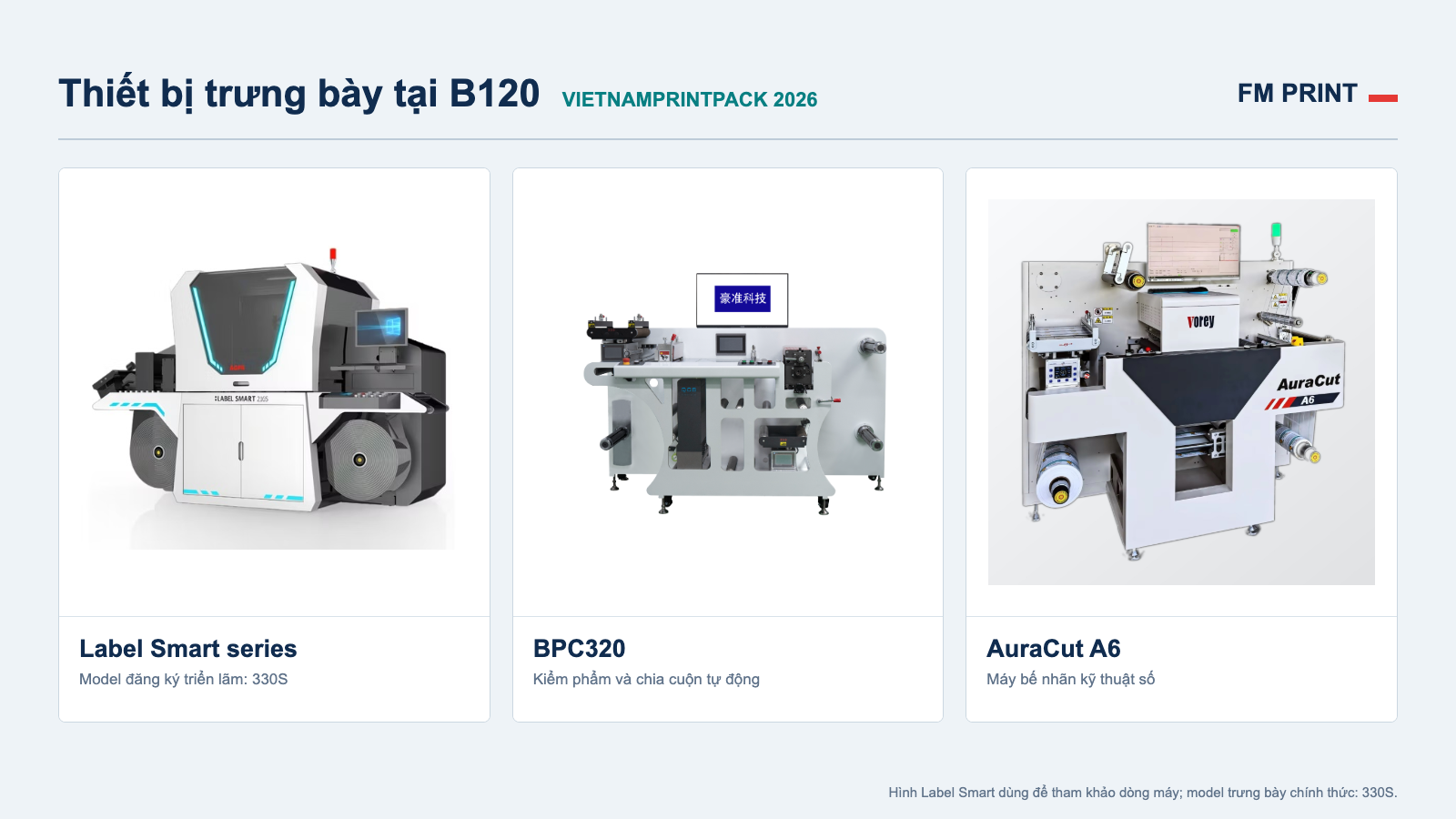 Ảnh ghép thiết bị trưng bày của FM PRINT