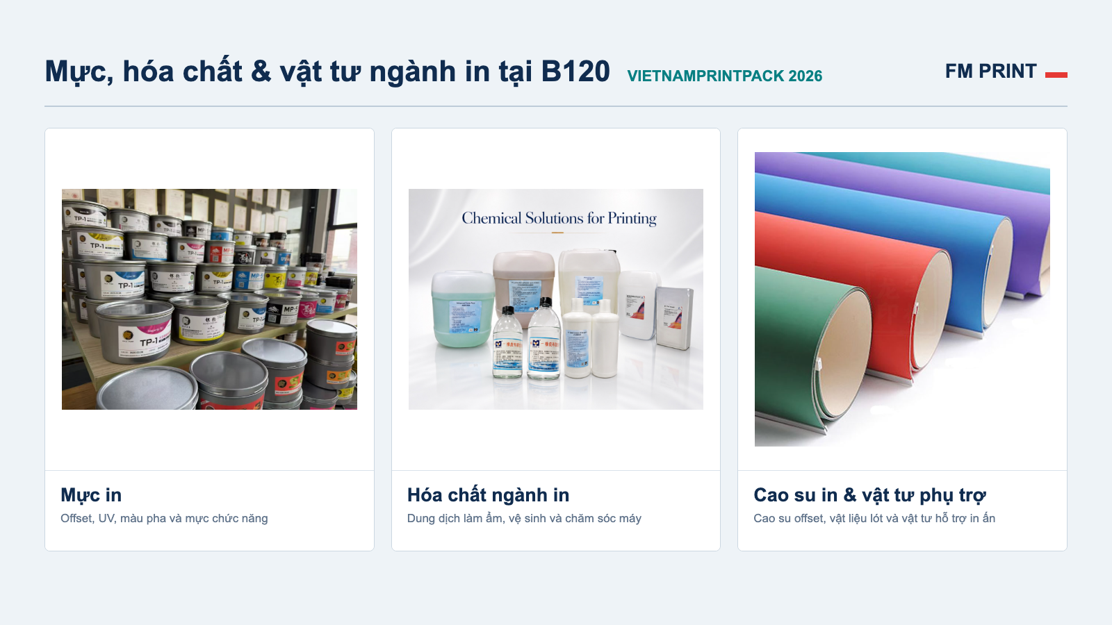 Ảnh ghép mực, hóa chất và cao su in của FM PRINT